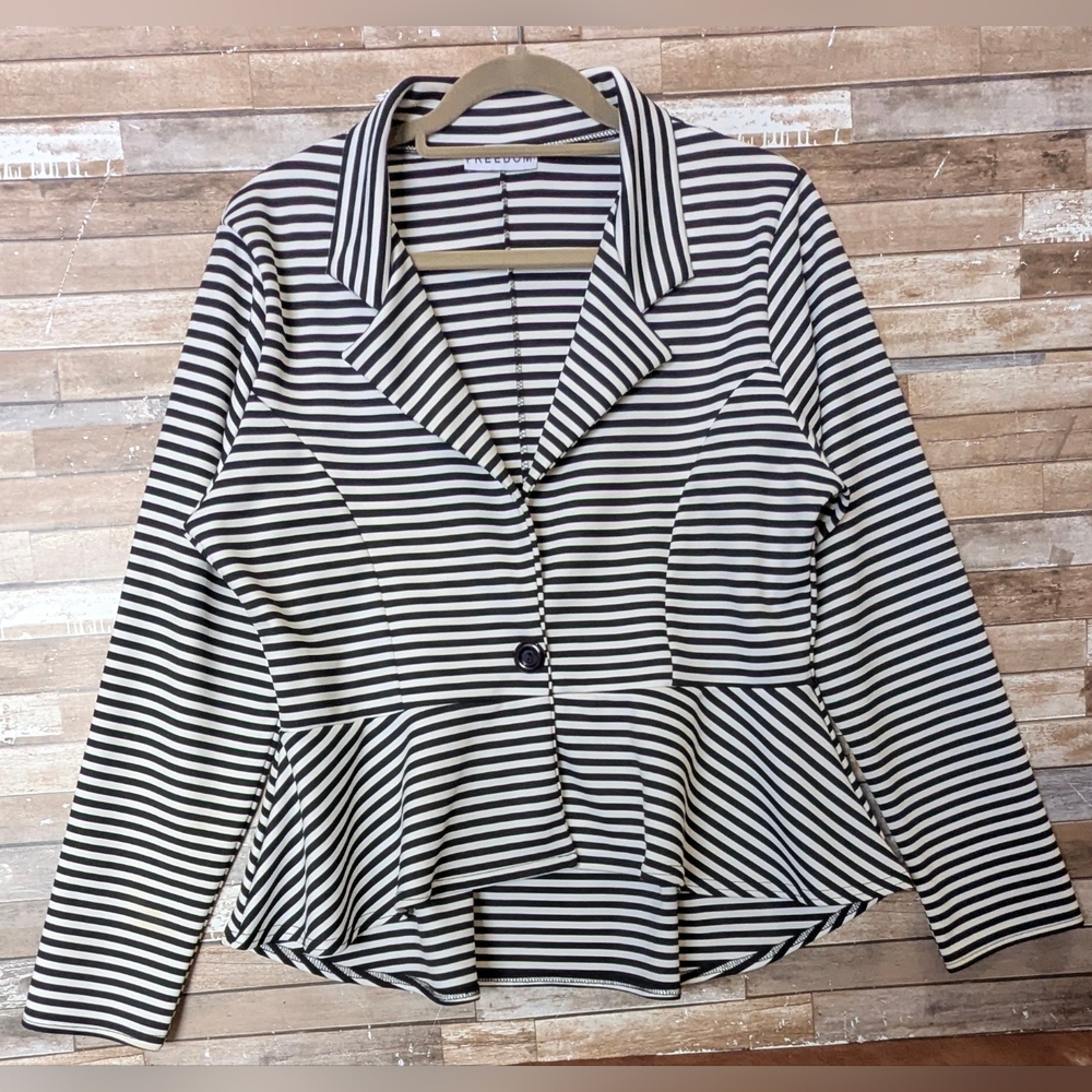 Freedom Black and White Striped Blazer
